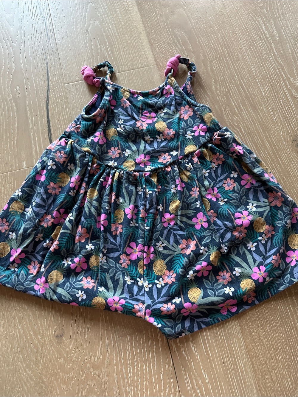 Little Sleepies Navy Floral & Gold Pineapple romper